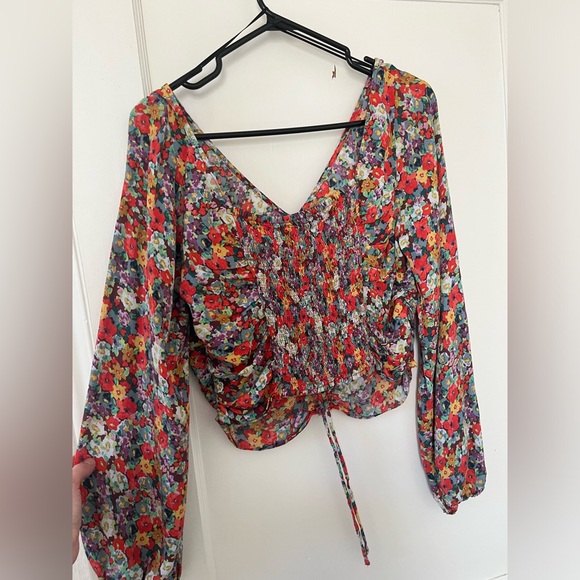 H&M Floral long sleeve crop top - Picture 2 of 6